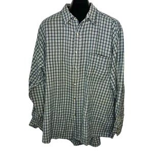 90s Aeropostale The Big Shirt Mens XL Plaid Beige Navy Blue Green Button-down